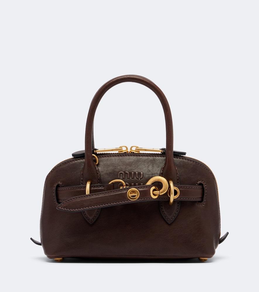 miu miu aventure mini leather top-handle bag