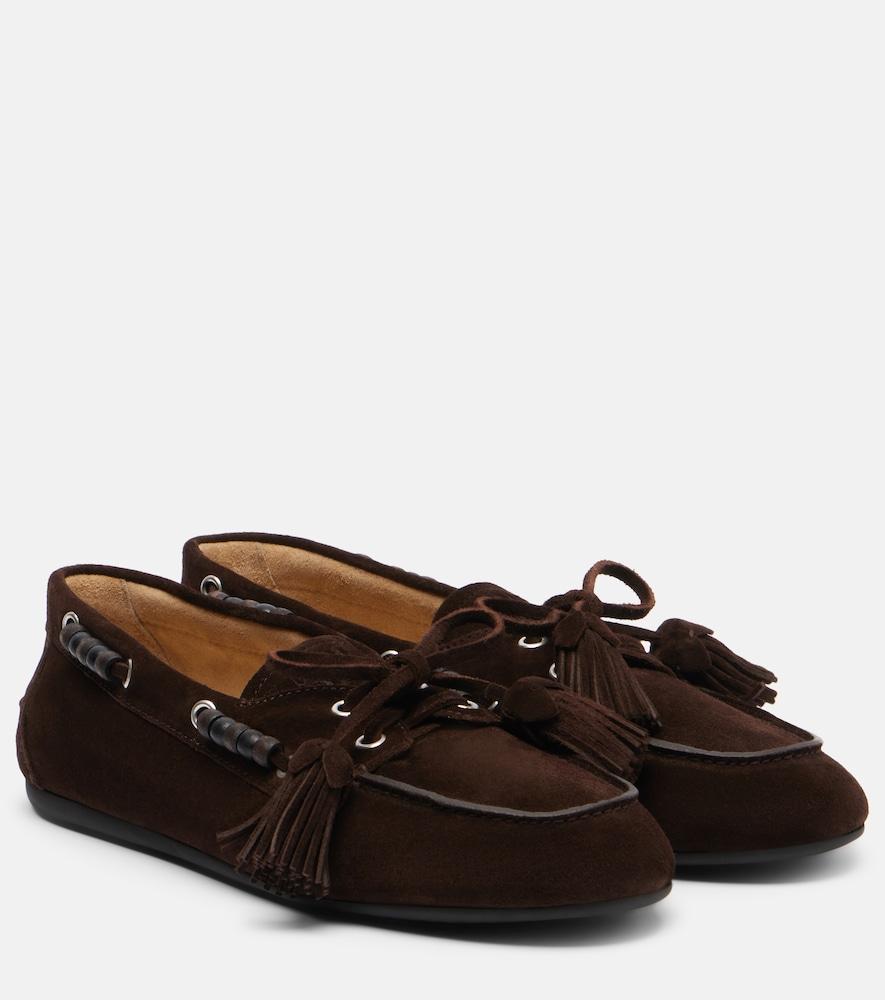 miu miu beaded suede loafers