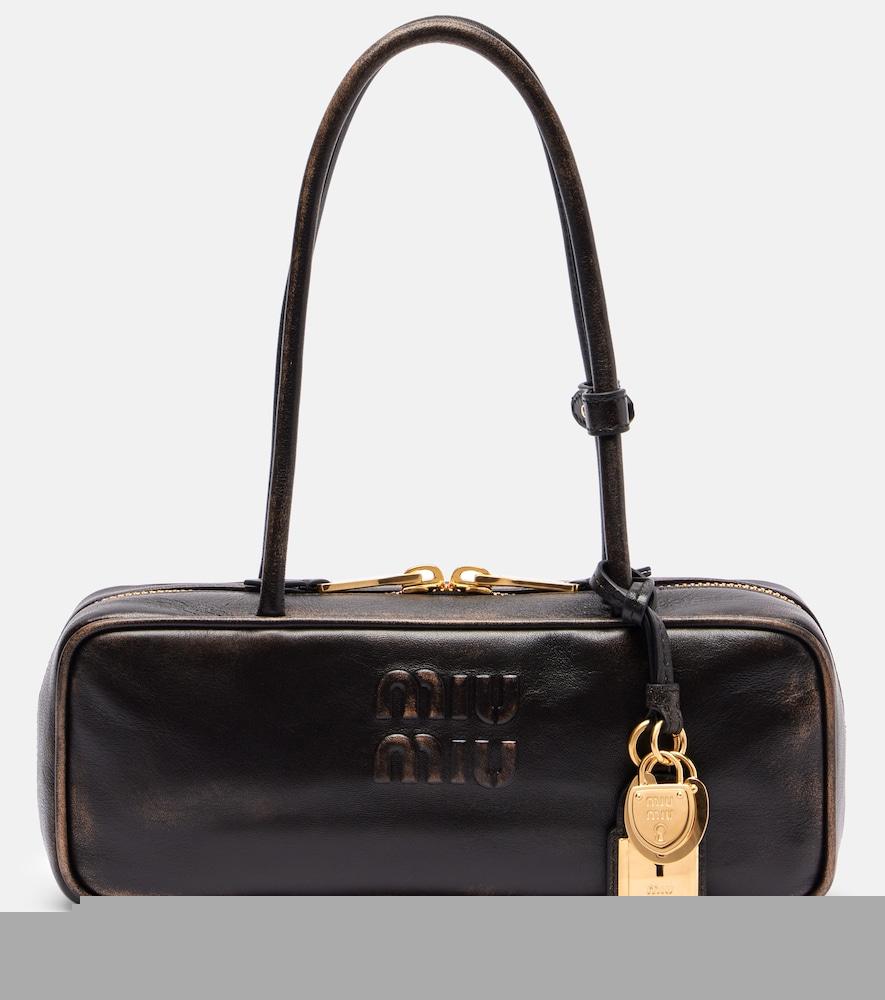 miu miu beau logo leather shoulder bag