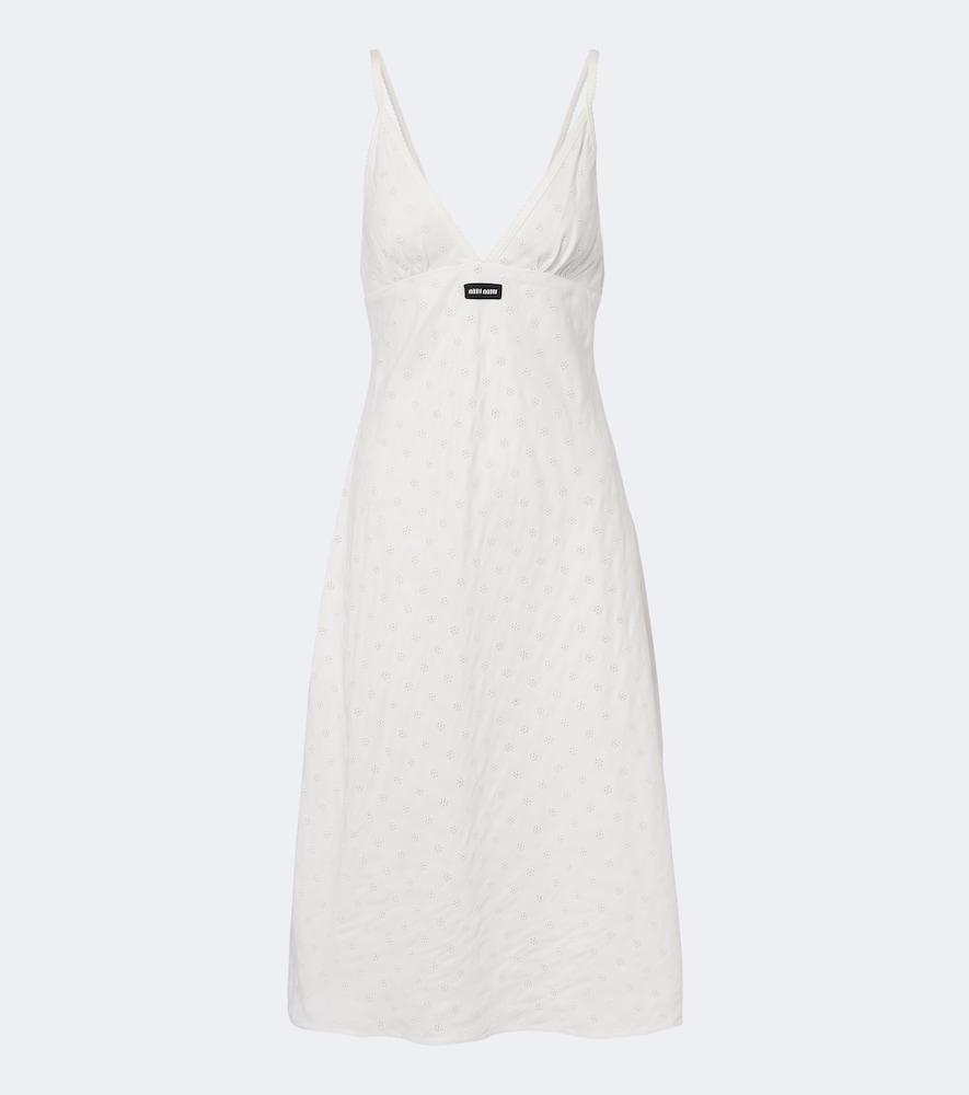 miu miu broderie anglaise poplin midi dress