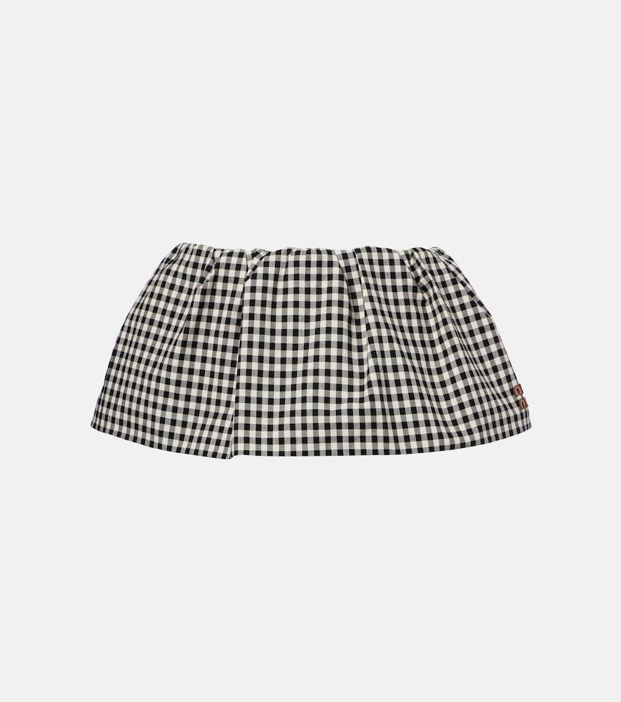 miu miu bubble gingham cotton miniskirt