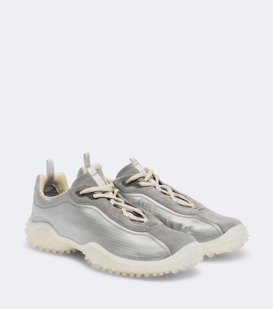 miu miu bubble suede-trimmed sneakers