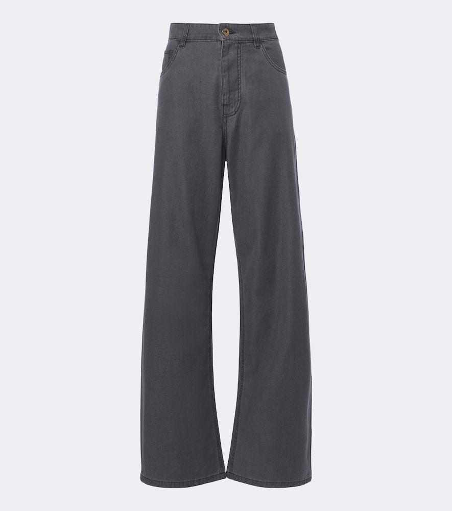 miu miu chambray wide-leg pants