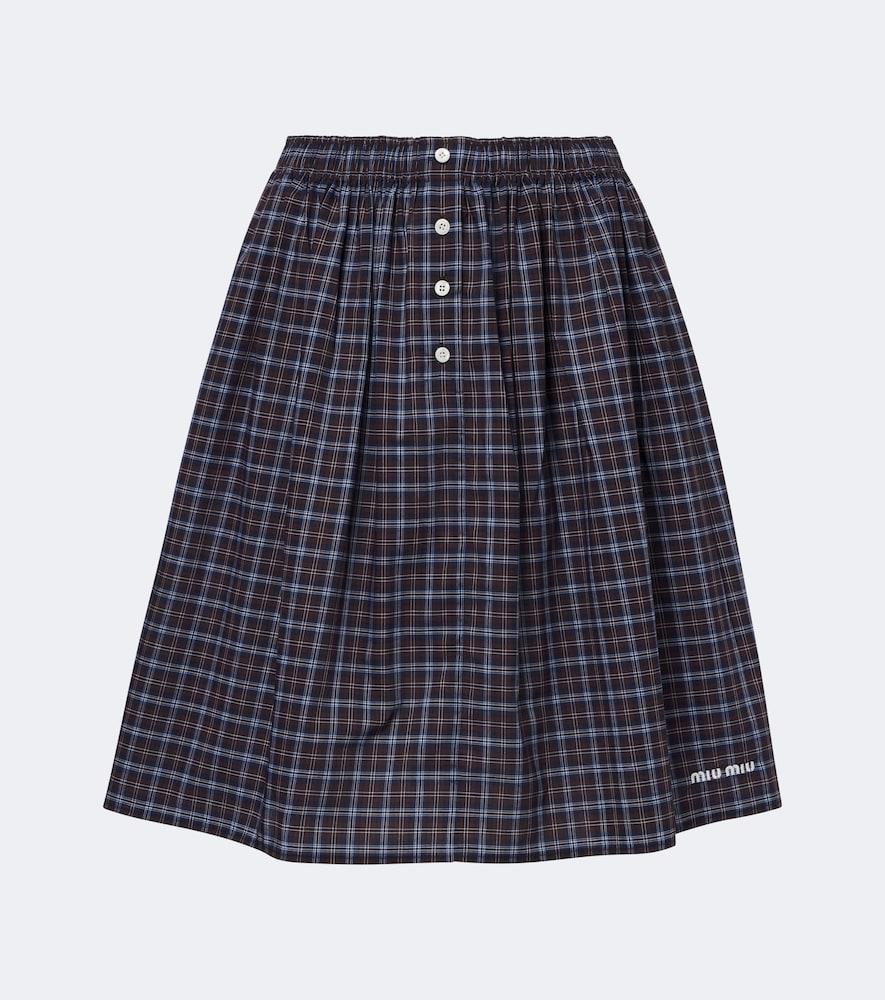 miu miu checked cotton poplin miniskirt