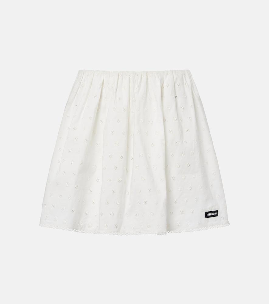 miu miu cotton and linen-blend poplin miniskirt