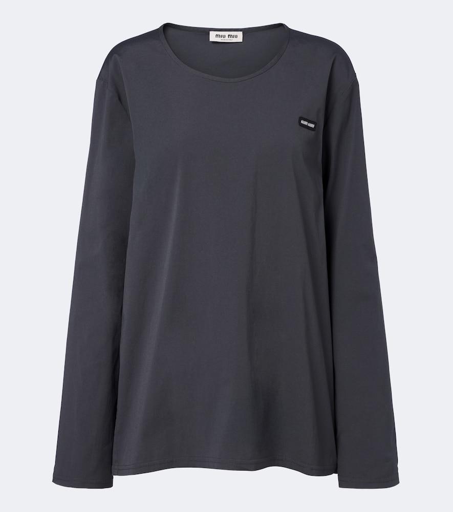 miu miu cotton-blend poplin t-shirt