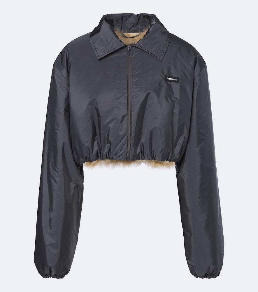 miu miu cropped shearling-lined blouson jacket