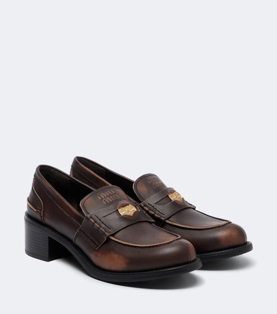 miu miu decò leather loafer pumps