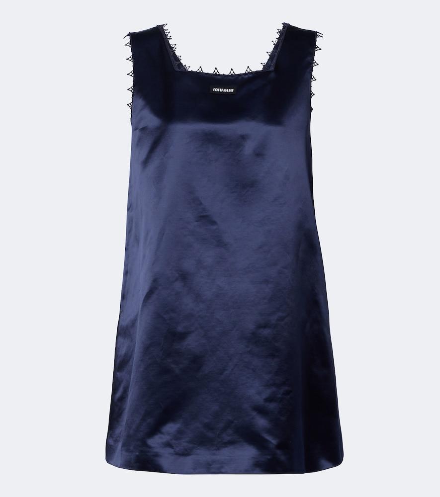 miu miu embroidered cotton-blend satin minidress