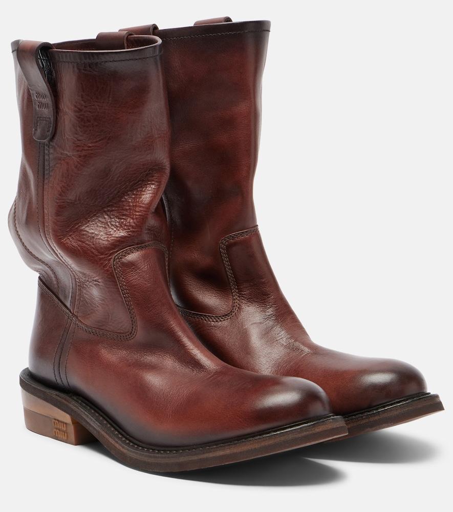 miu miu foule leather ankle boots