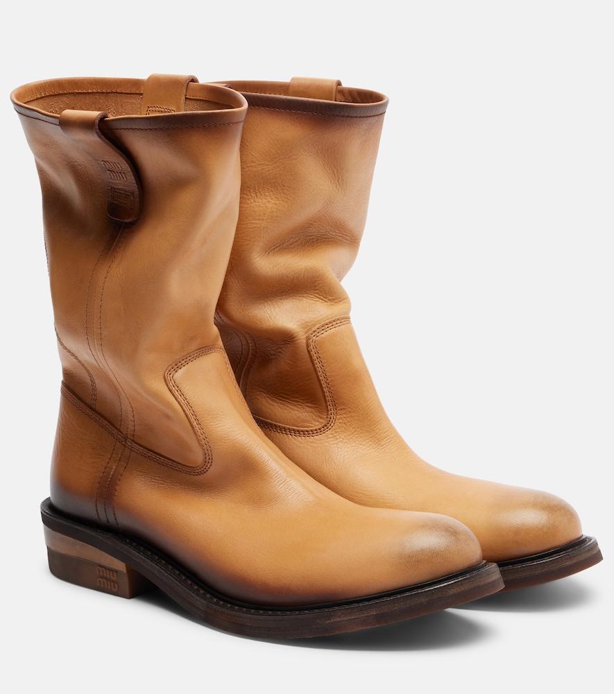 miu miu foule leather ankle boots