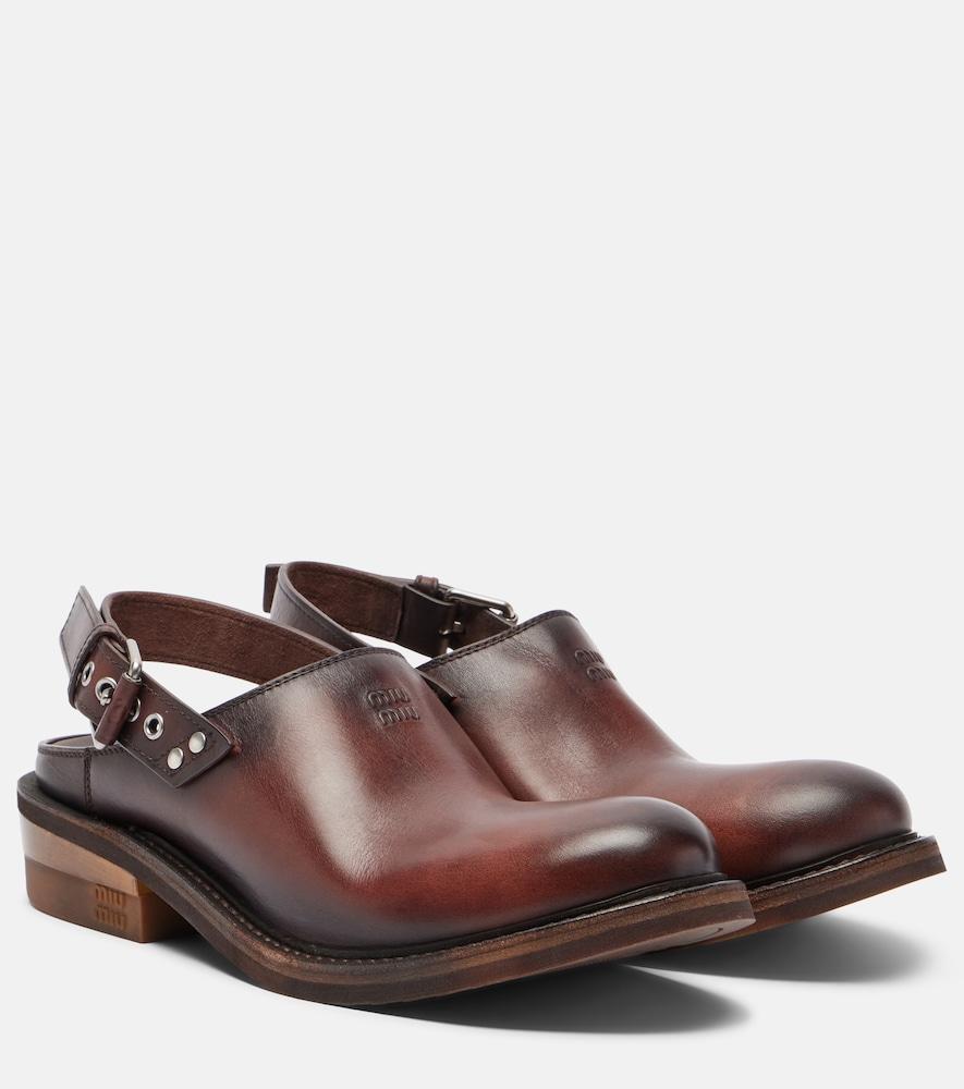 miu miu foule leather clogs