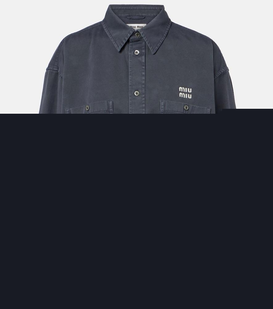 miu miu frayed denim shirt