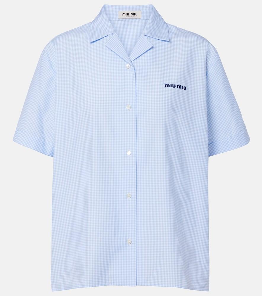 miu miu gingham cotton bowling shirt