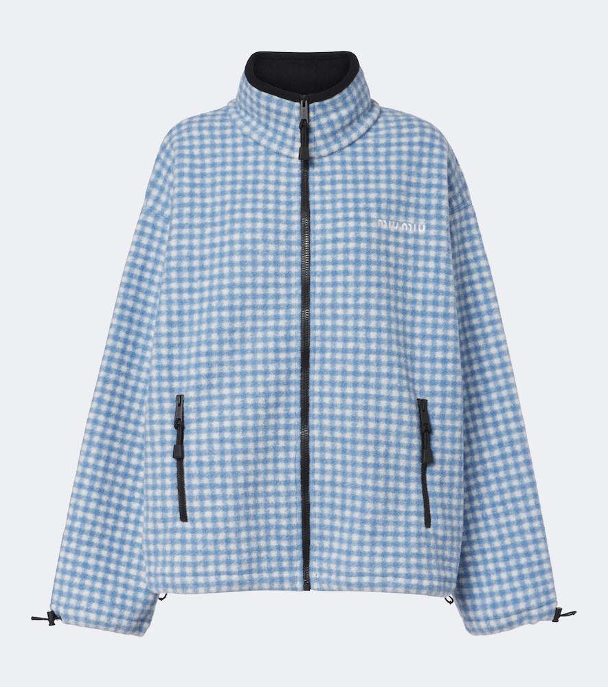 miu miu gingham fleece jacket