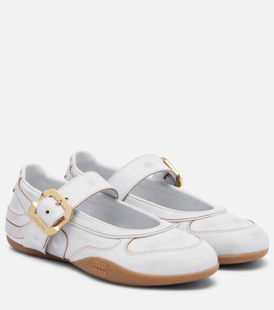 miu miu gymnasium leather ballet flats