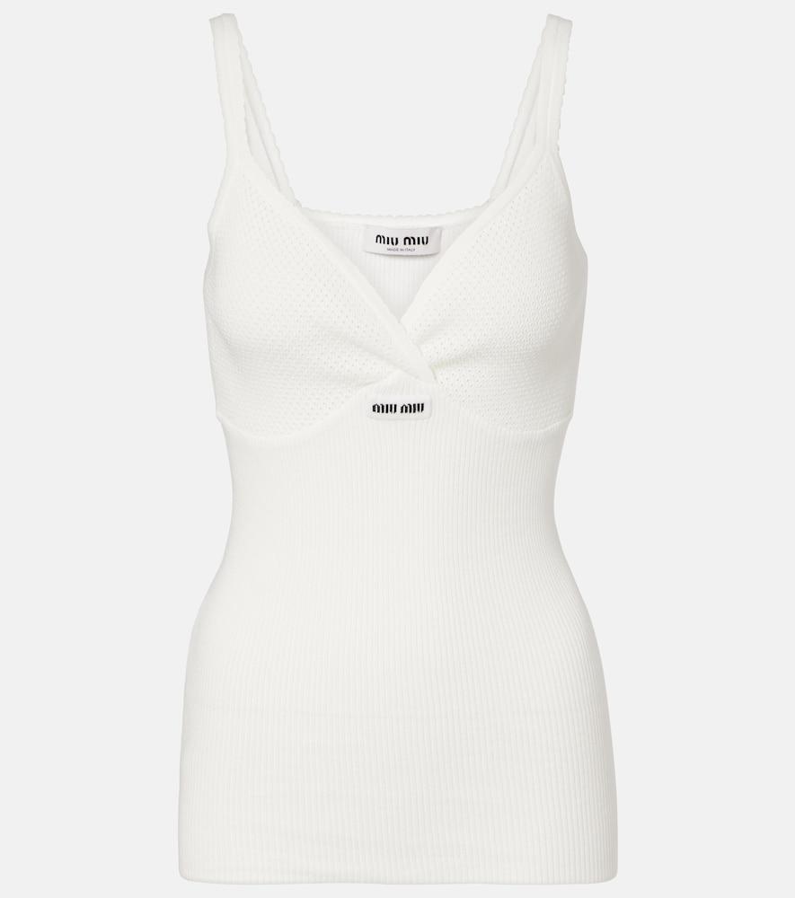 miu miu lace-trimmed cotton top