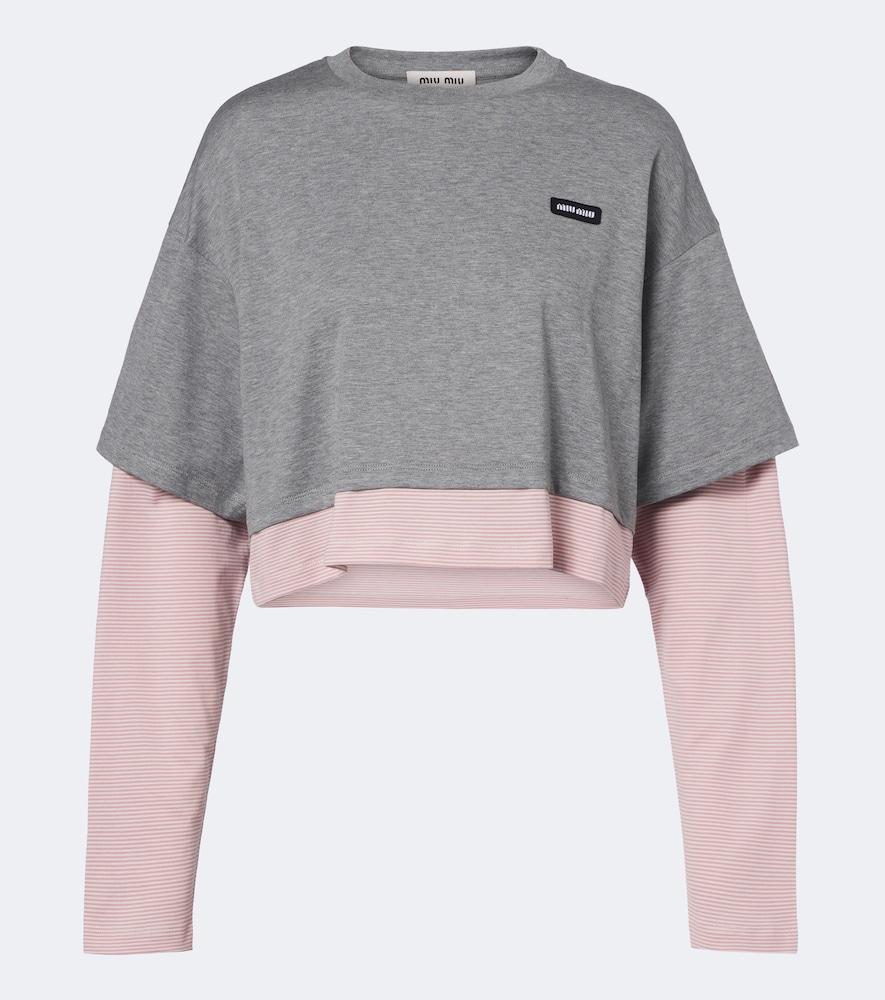 miu miu layered cotton jersey t-shirt