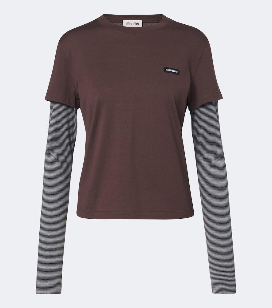 miu miu layered cotton jersey t-shirt