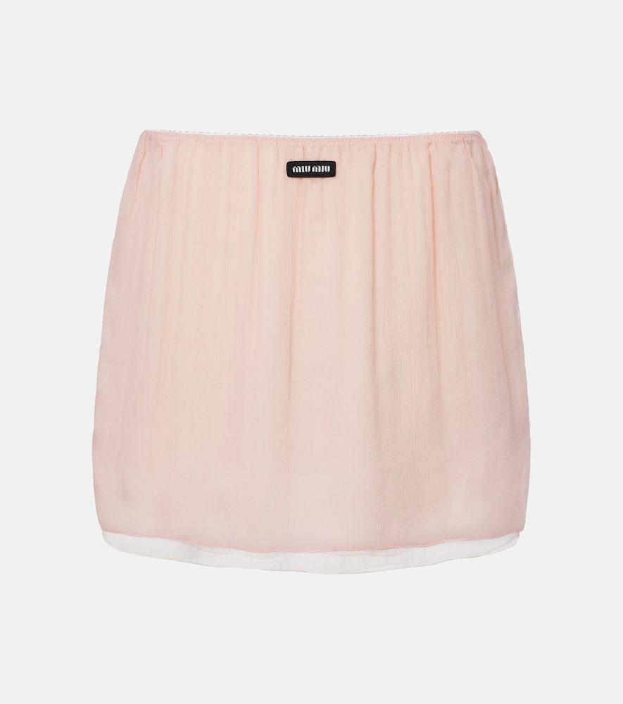 miu miu layered silk chiffon miniskirt