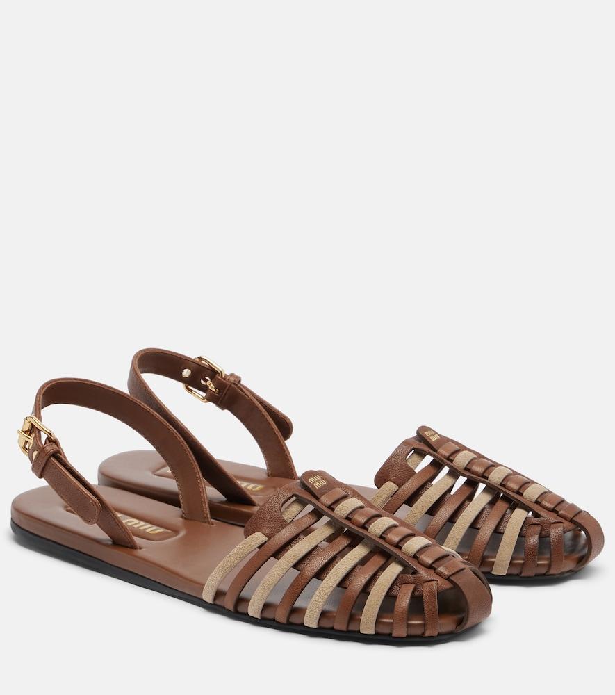 miu miu leather and suede fisherman sandals