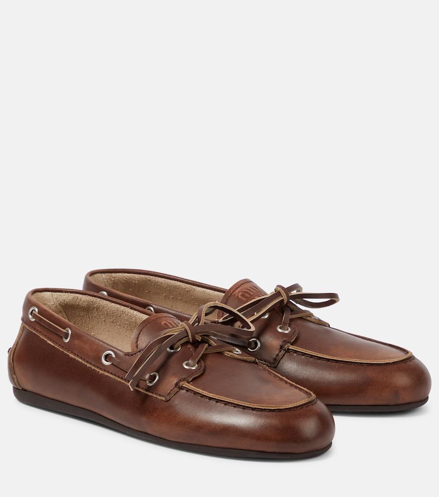 miu miu leather boat shoes