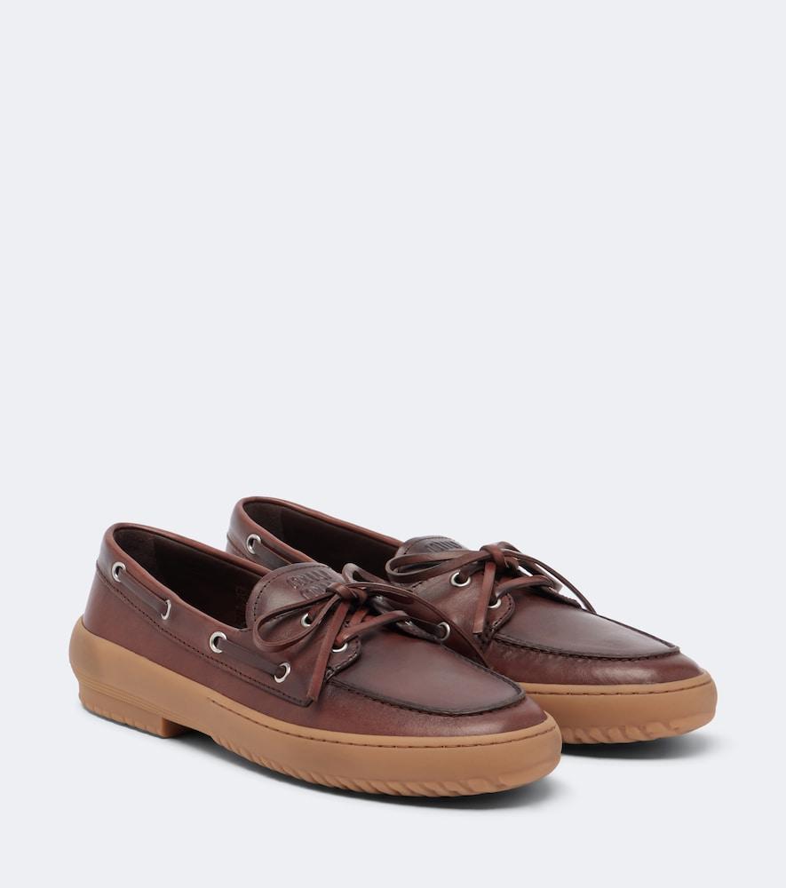 miu miu leather boat shoes