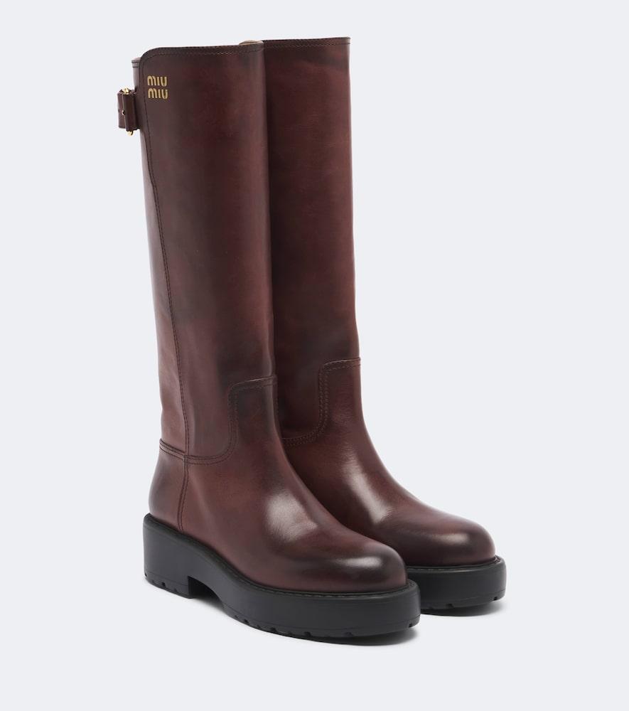 miu miu leather knee-high boots