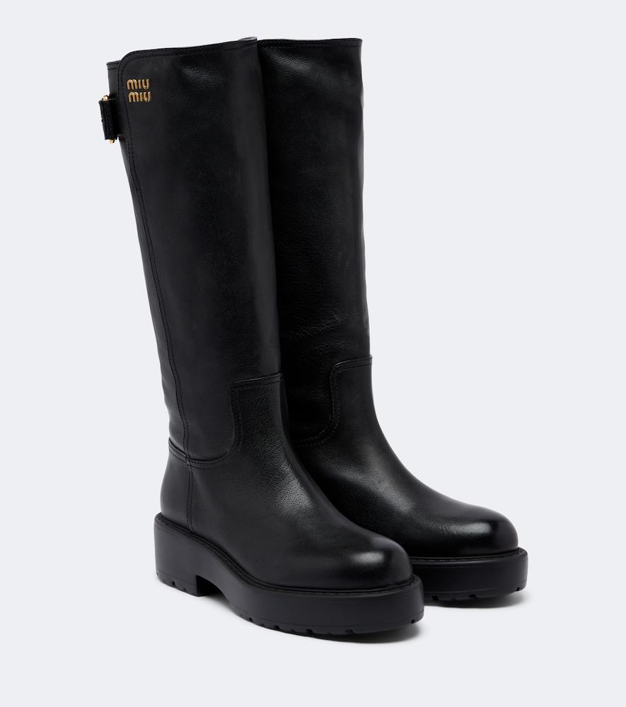 miu miu leather knee-high boots