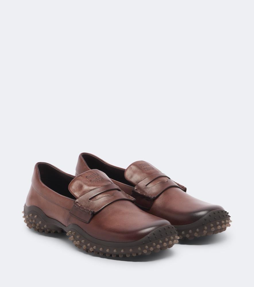 miu miu leather loafers