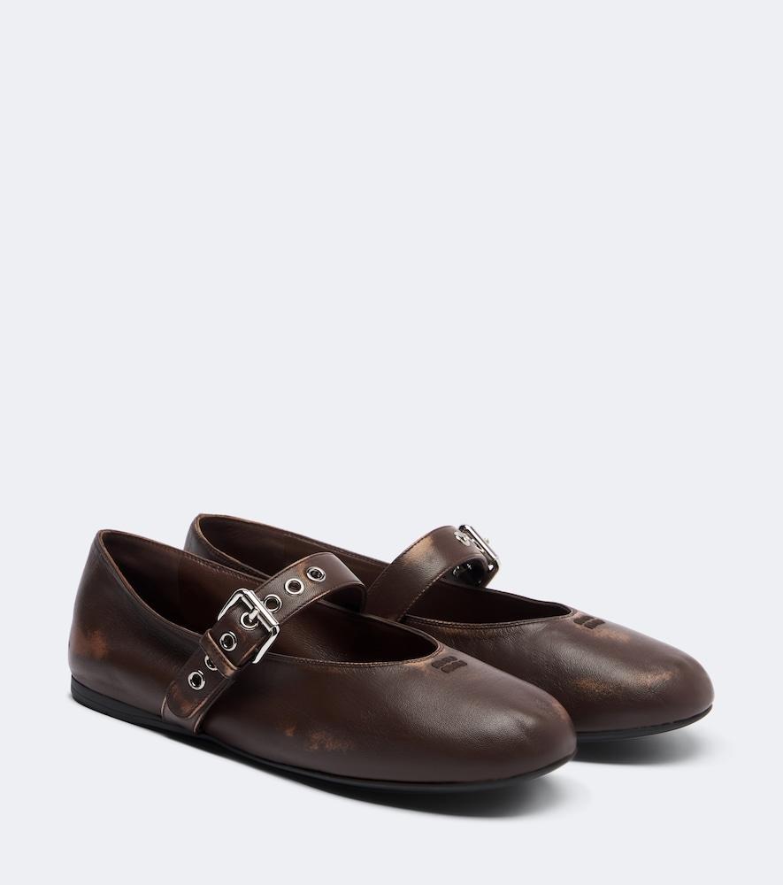 miu miu leather mary jane flats
