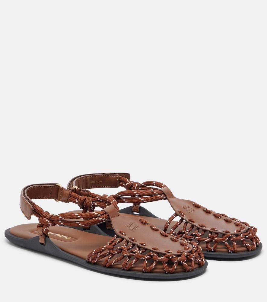 miu miu leather-trimmed sandals