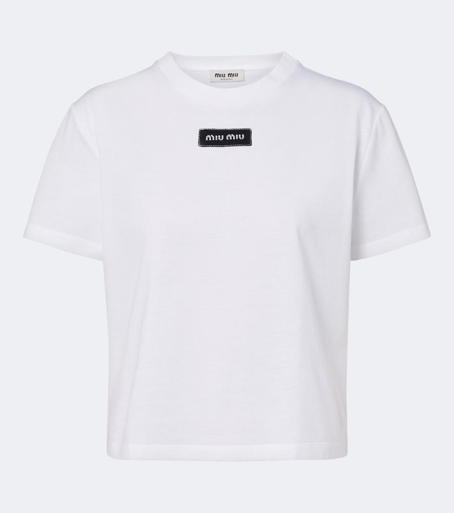 miu miu logo cotton t-shirt