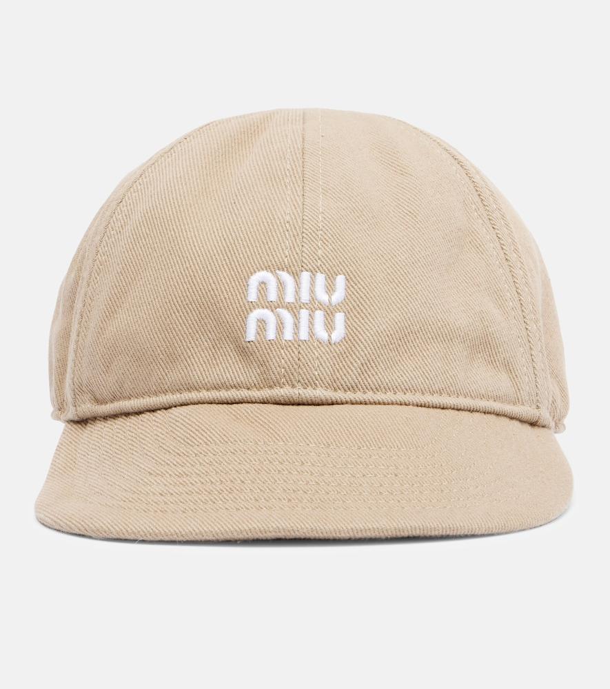 miu miu logo denim baseball cap