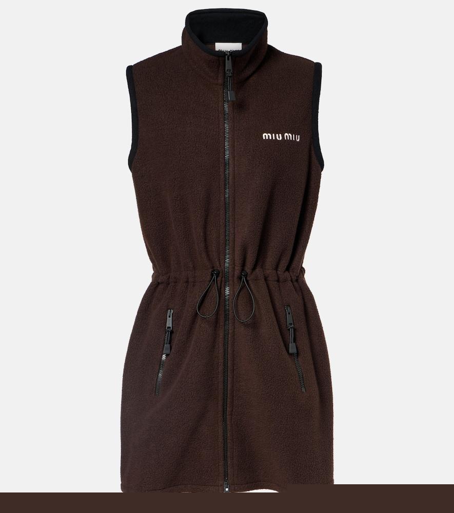 miu miu logo fleece minidress