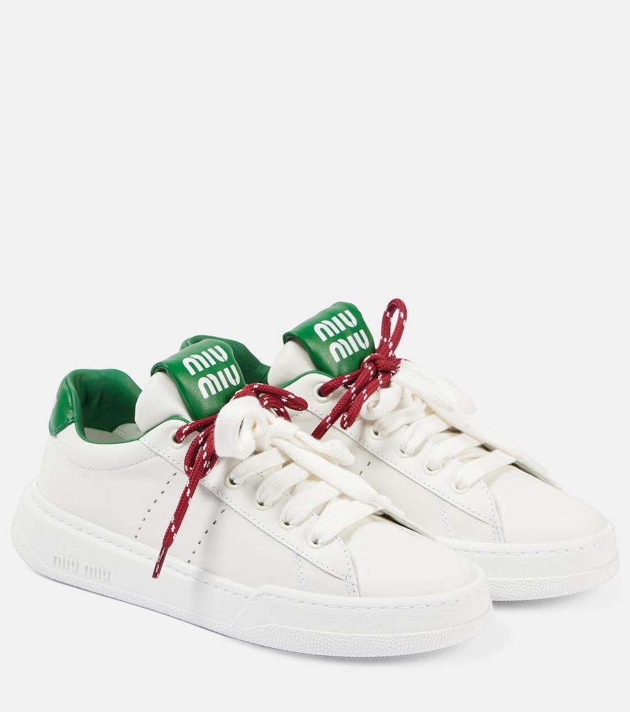 miu miu logo leather sneakers
