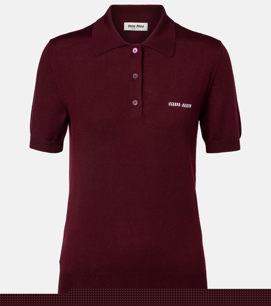 miu miu logo wool polo sweater