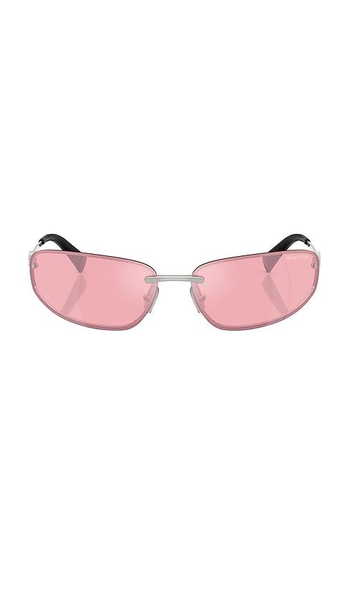 miu miu oval sunglasses in metallic silver.