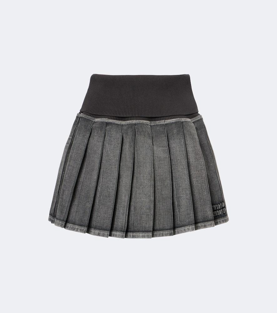 miu miu pleated cotton-blend miniskirt