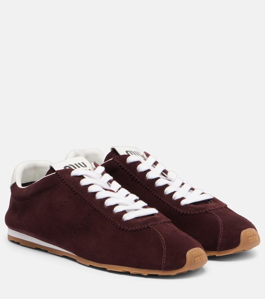 miu miu plume suede sneakers