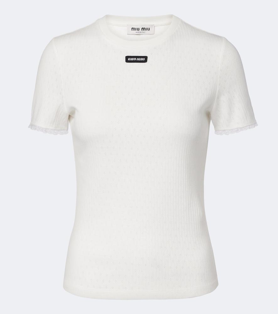 miu miu pointelle cotton t-shirt