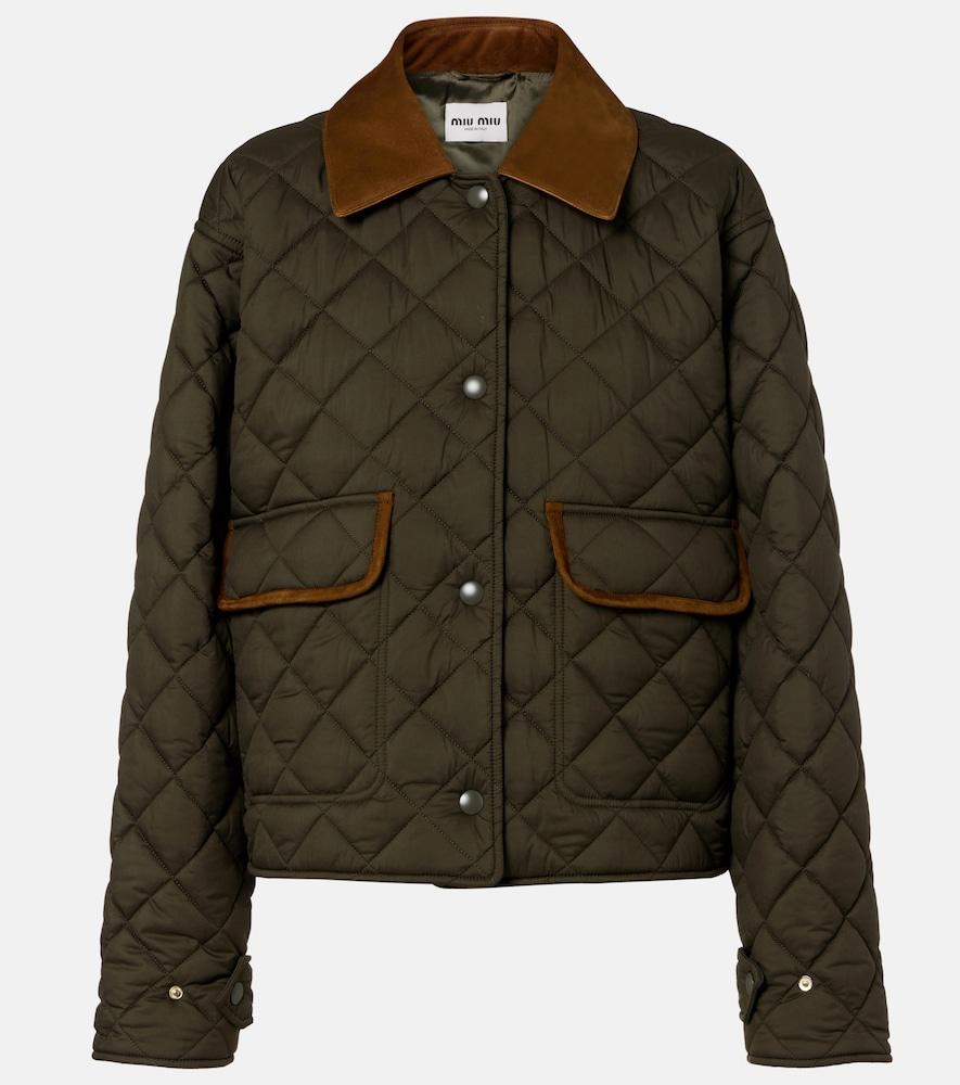 miu miu quilted leather-trimmed jacket