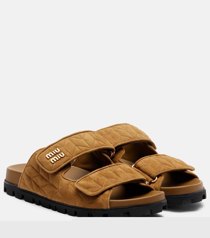 miu miu quilted suede slides