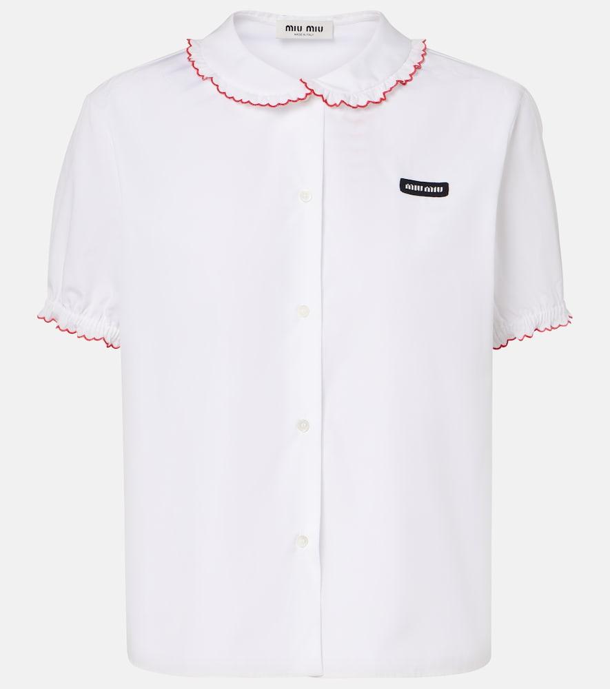 miu miu scalloped cotton poplin shirt