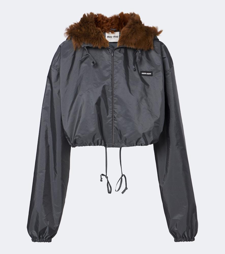 miu miu shearling-trimmed technical jacket
