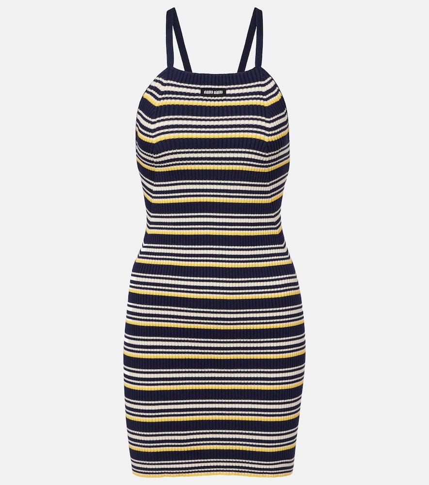 miu miu striped cotton-blend minidress