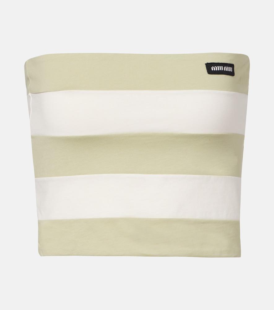miu miu striped cotton jersey bandeau top