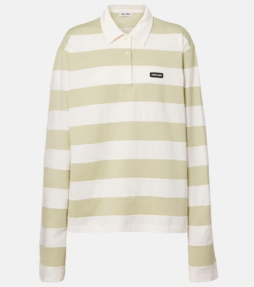 miu miu striped cotton jersey polo shirt