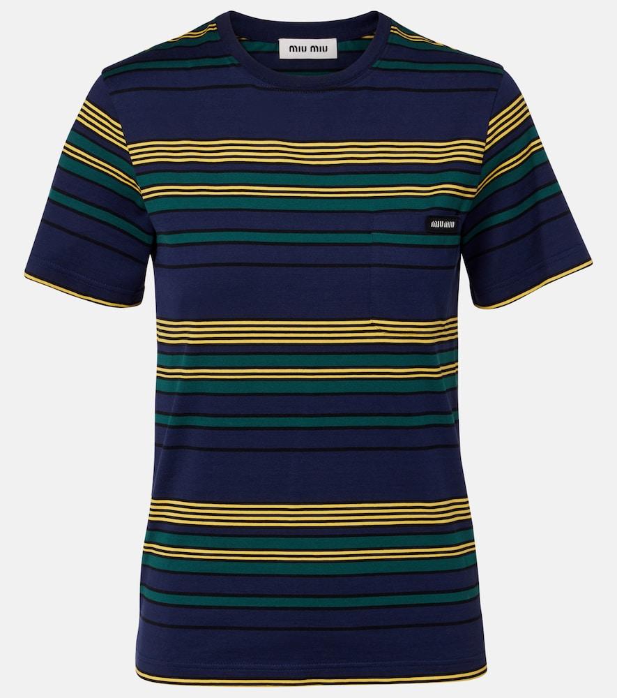 miu miu striped cotton jersey t-shirt