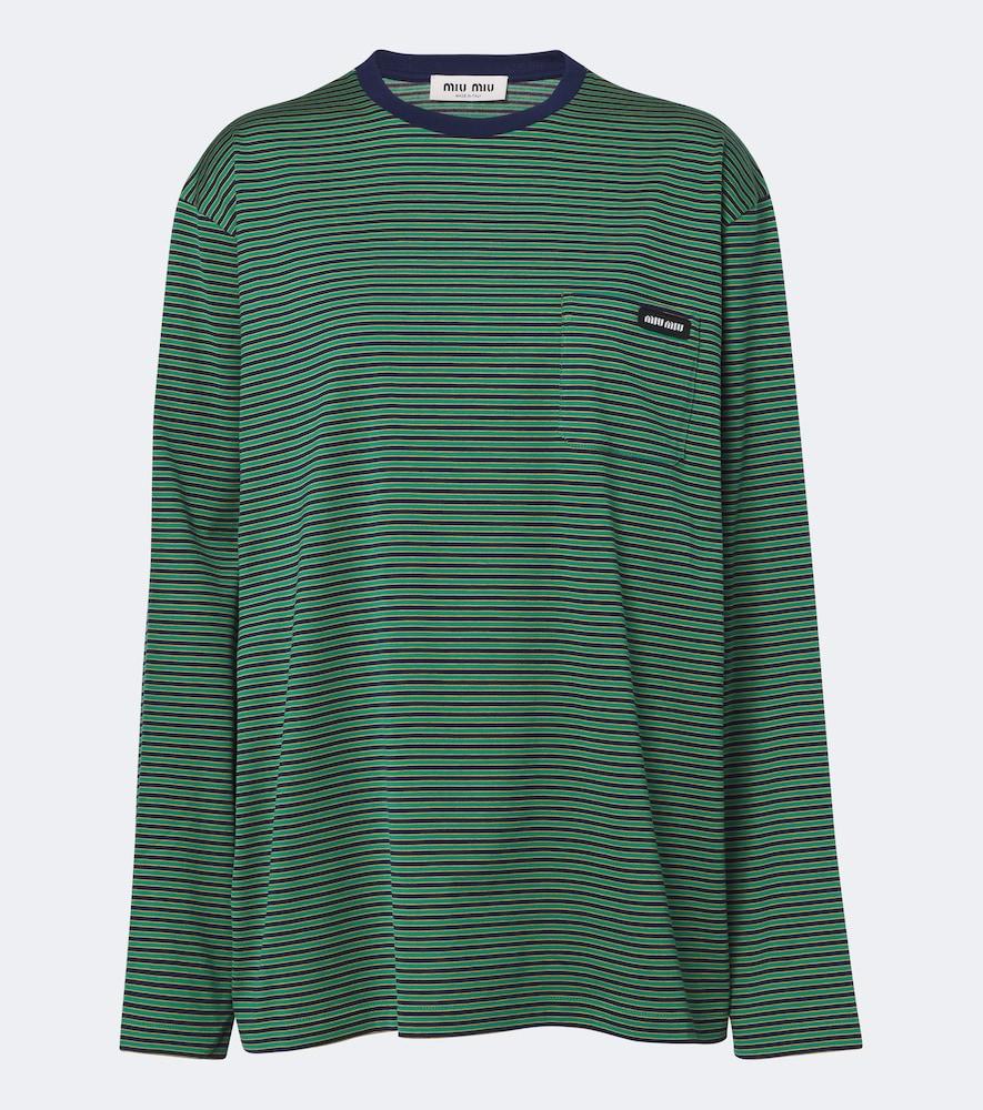 miu miu striped cotton jersey t-shirt